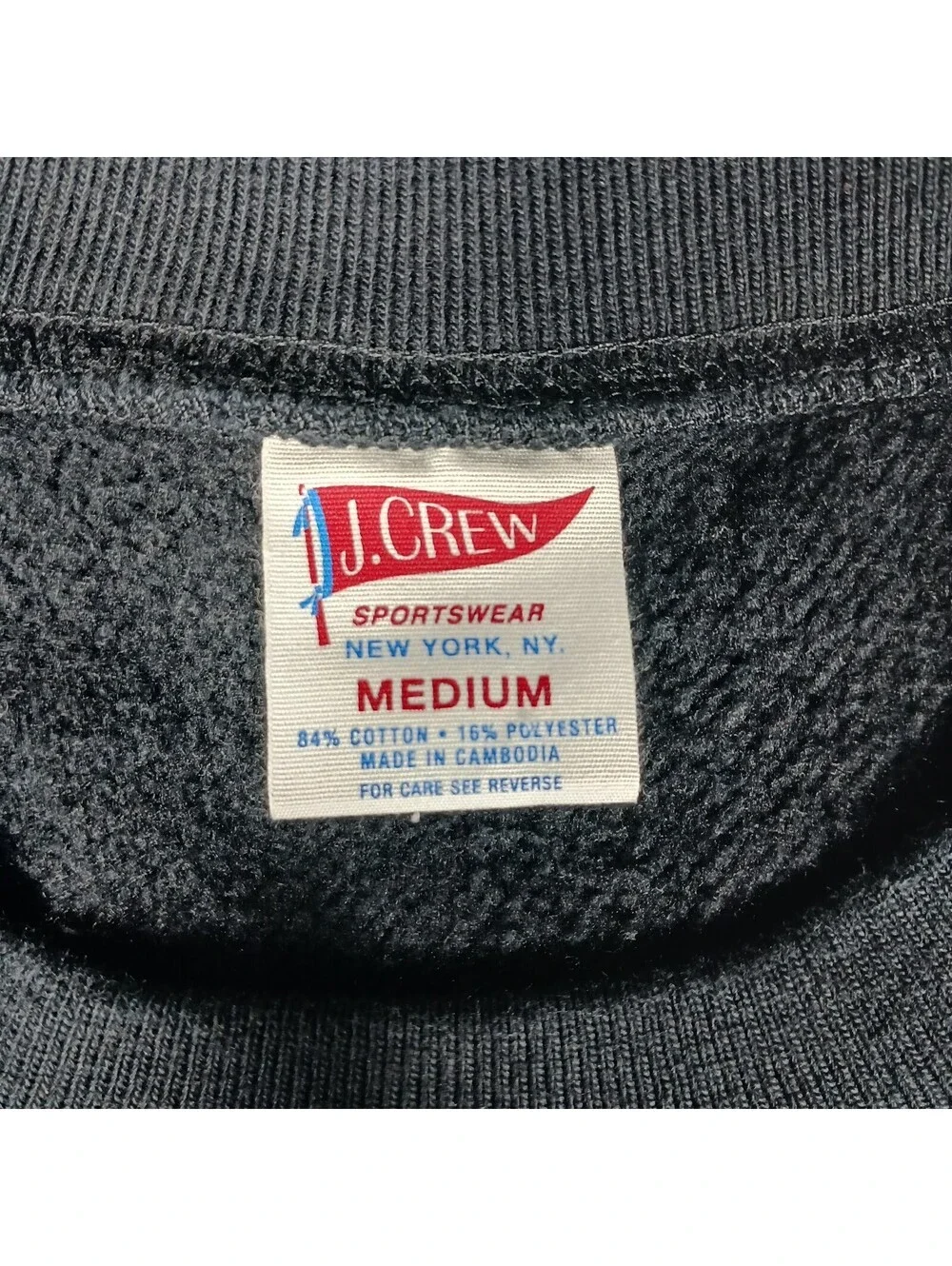Vintage J Crew Pullover Crew Neck Men Medium Black Casual Sportswear Sweatshirt